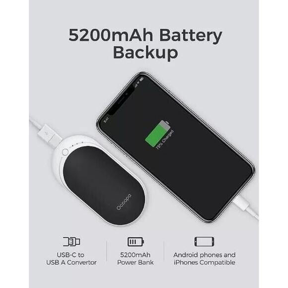 OCOOPA Hand Warmers Rechargeable 1 Pack 5200mAh Electric Portable Pocket Heater - Picture 6 of 8